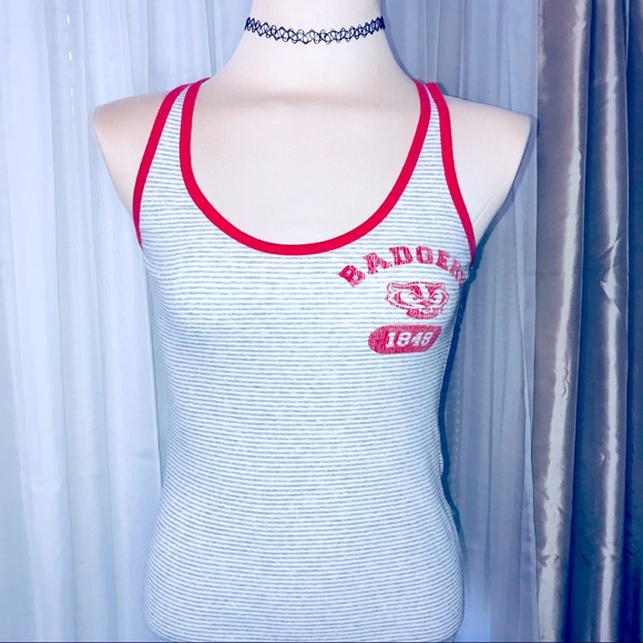 PINK Y2K Badgers racerback tank top gray L - Picture 8 of 8